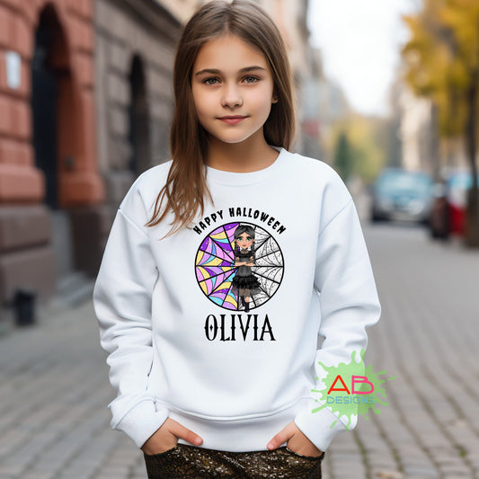 Personalised, My Mini Me, Wednesday Inspired Halloween, Custom Halloween Sweatshirt, Kids Custom Oversized Sweater, Custom Gothic Halloween