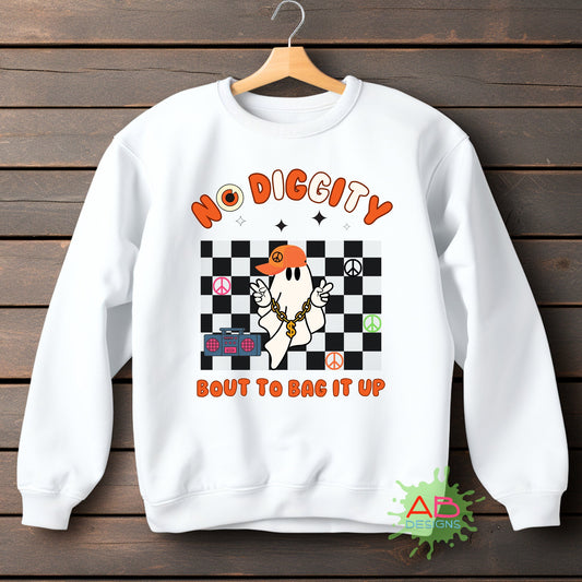 Personalised, Spooky Season Retro Halloween Sweatshirt, Kids No Diggity Sweater, Custom Gothic Halloween, kids Retro Halloween Outfit