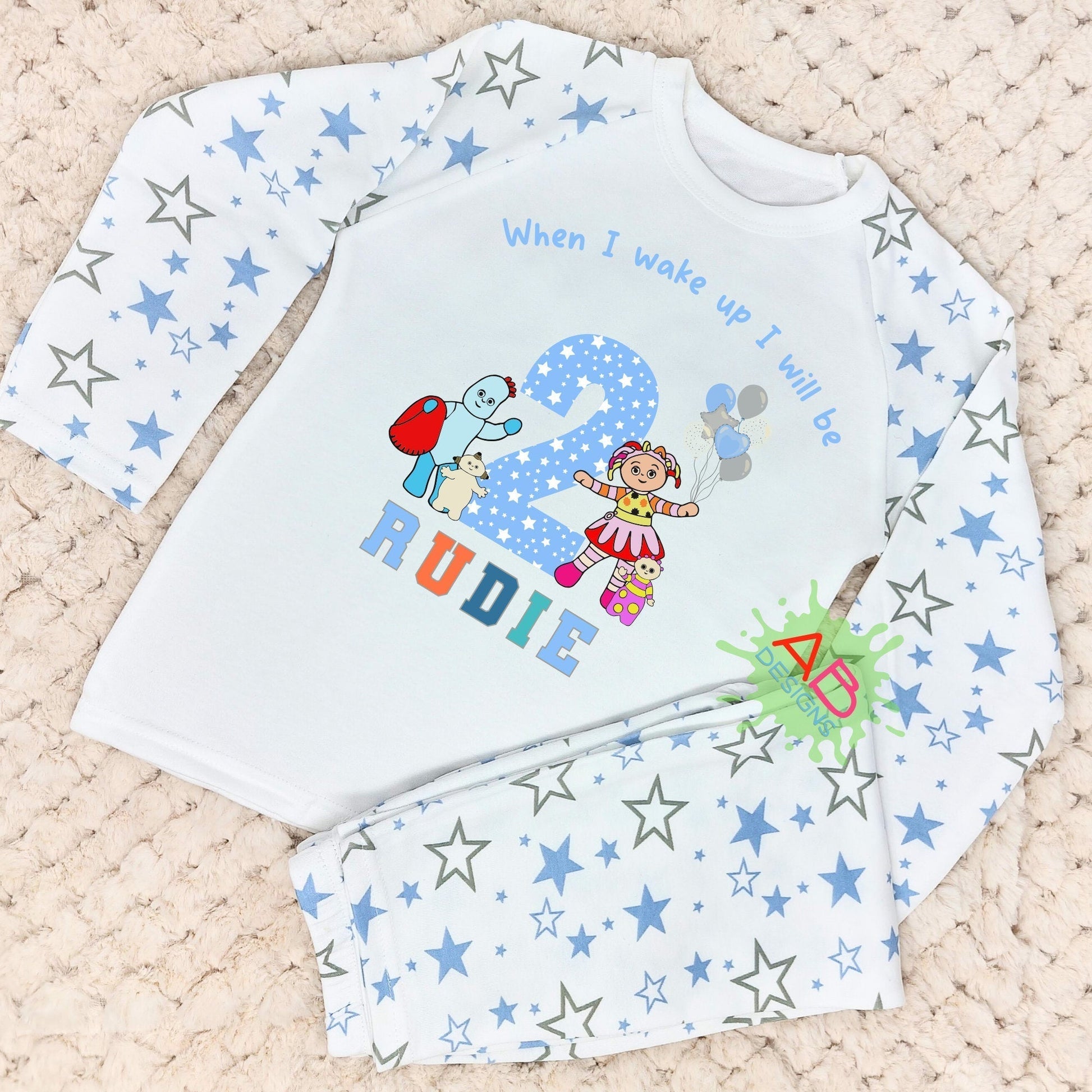 In the Night Garden birthday pyjamas, when i wake up in the night garden, kids cbeebies pajamas, birthday pjs, iggle piggle pjs, upsy daisy pjs