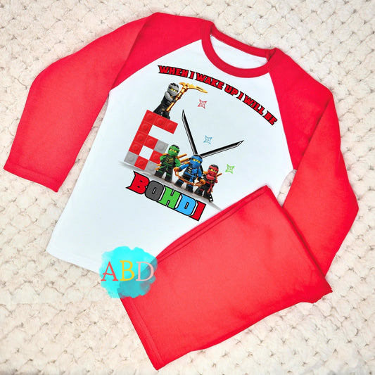 Birthday Pyjamas - Personalised Lego Ninja PJ Set for Birthday Boys