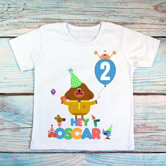Hey Duggee blue balloon birthday t-shirt, Hey Duggee Personalised birthday t-shirt for boys, cusom Hey Dugge Dugee, Personalised Hey Duggee Boys Girls shirt, personalised 1st 2nd 3rd birthday, Personalised Hey Duggee Birthday t-shirt, Custom Duggee